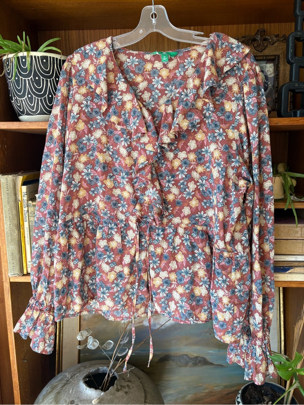 100% Organic Cotton Ruffle Boho Top XL